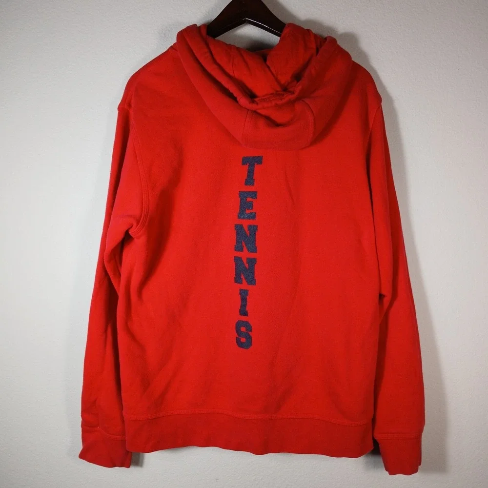 Nike Hoodie Mens M Red Tennis Hooded Sweater Club Fleece Sportswear (stain) BA39